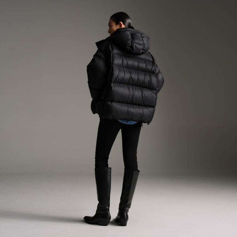 Ainos Estee Shopping Mall Same Style 2025 Winter New Commuting Stand Collar Hooded Profile White Duck Down Jacket 41110043 Black S