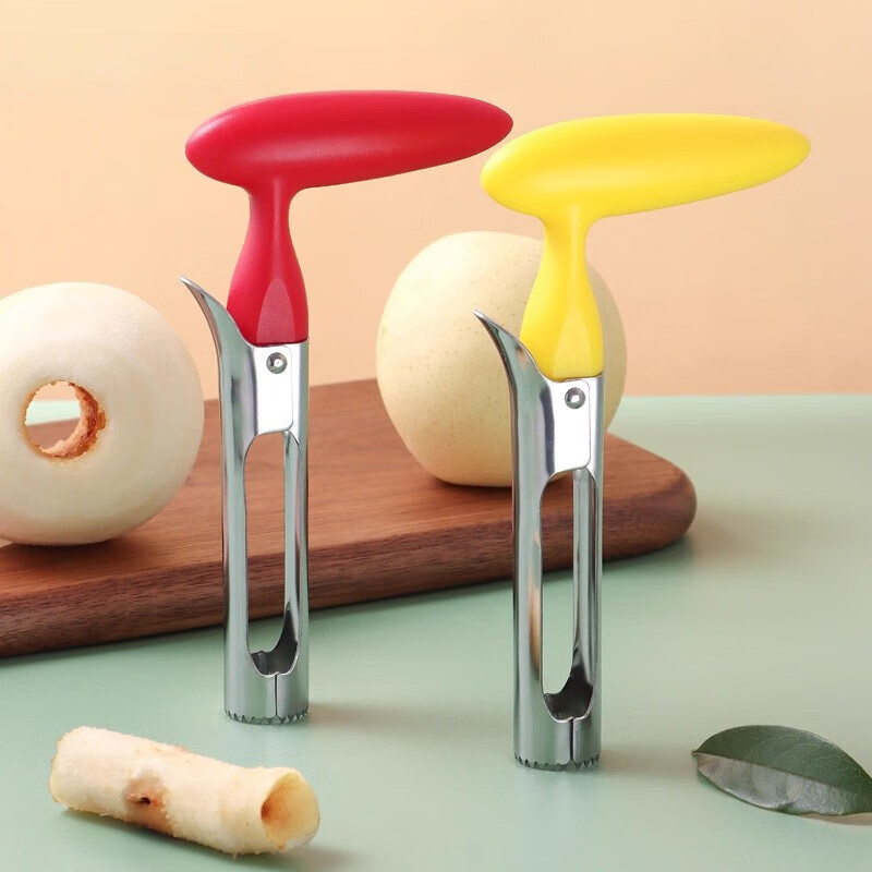 LZJV German core remover stainless steel household apple pear fruit push-type multi-functional coring and seed removal tool stainless steel core remover red