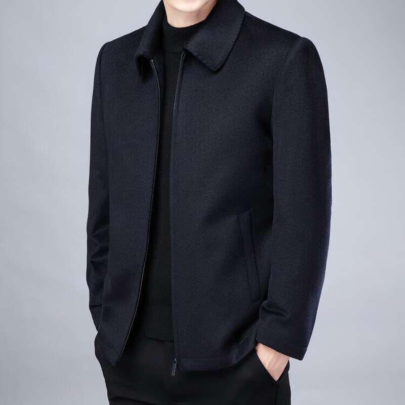 KBXNG New Wool Nylon Jacket Coat Men's Short Winter Wear Thickened Middle-aged Men's Top Gray L 175