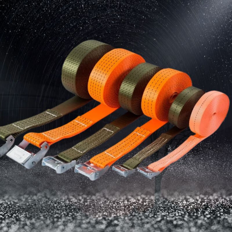 Yiying galvanized press buckle strap cargo strap roof pallet storage fixed tightening strap polyester braided belt military green 3.8cm wide 5 meters long