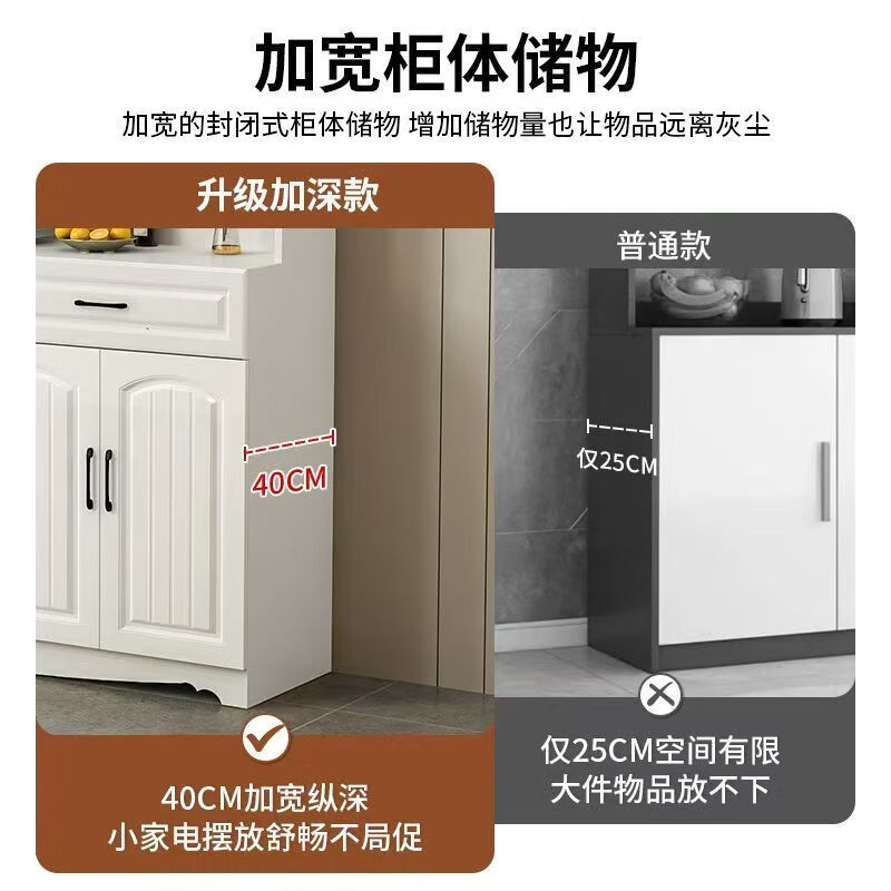 Jieyunmao European kitchen sideboard simple cupboard simple storage cabinet living room cabinet dining room tea cabinet multi-functional wine cabinet white double draw three doors 90*40*185cm-spot worry-free package master installation solid wood back panel