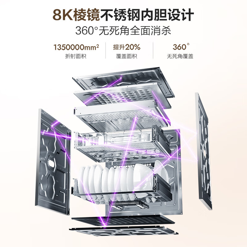 Haier (Haier) EB150 small red flower set sterilization cabin three-door four-layer large-capacity disinfection cabinet built-in household 150L H1N1 maternal and infant disinfection cupboard UV light wave Pasteurization