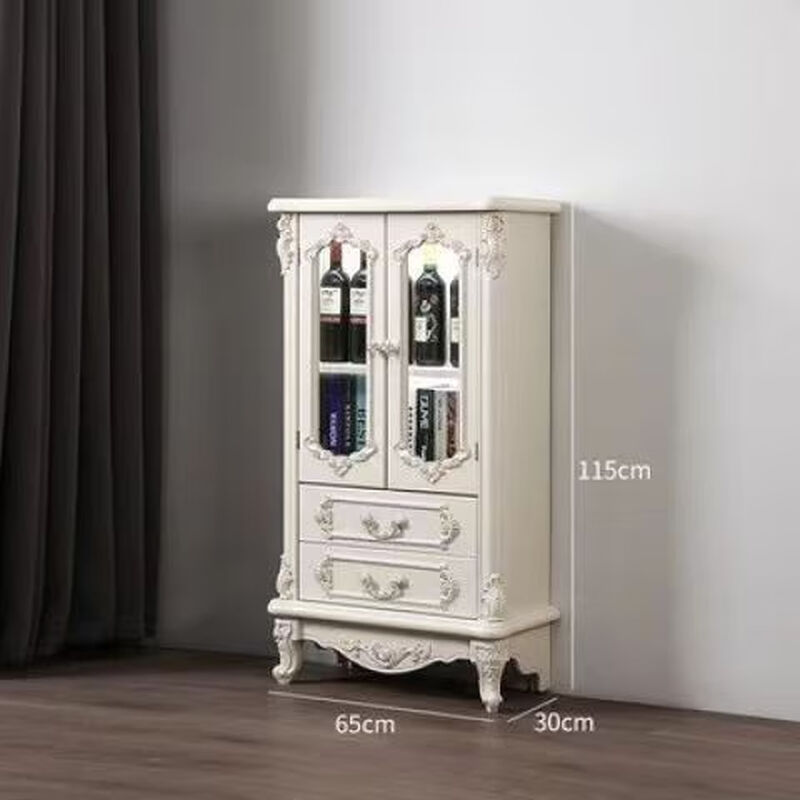 European home bar wine cabinet multi-functional modern kitchen living room sideboard French new solid wood side cabinet one door and one drawer without light