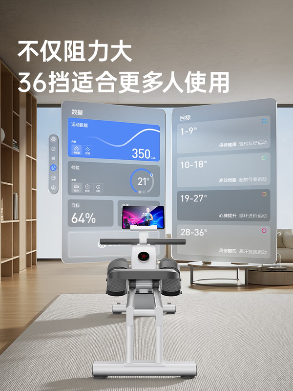 YOU MEI R5L rowing machine, home gym, silent smart rowing machine, aerobic fitness, fat burning model - Starry Sky Black 16-speed magnetic resistance