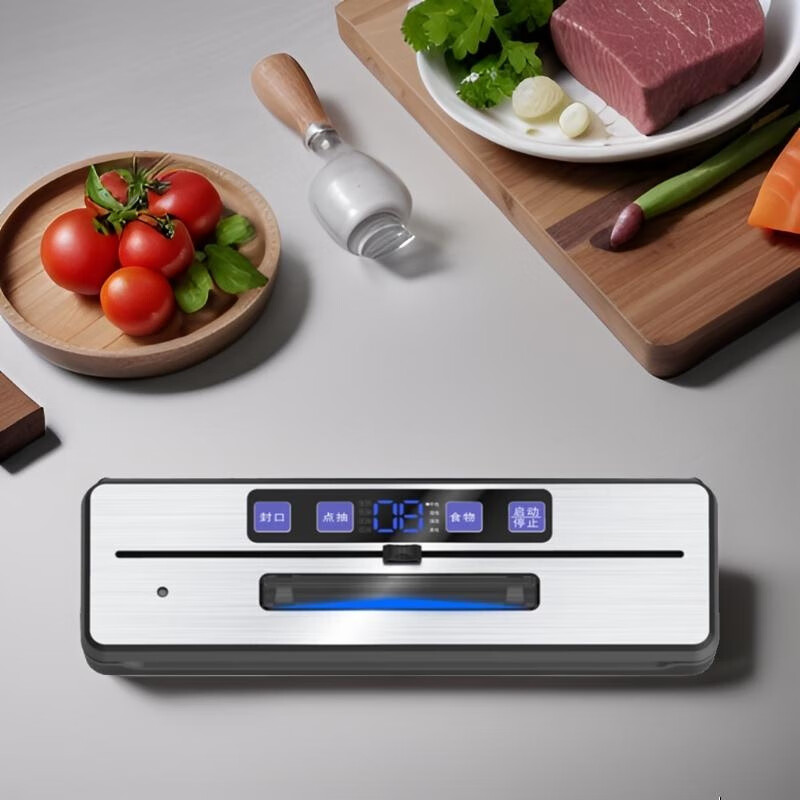 Pupan German vacuum sealing machine with large suction, fully automatic drying and wet dual-use household and commercial food preservation small bag, double pump, double heating wire, 20*30cm vacuum bag*20