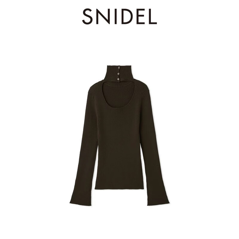 SNIDEL2025 autumn and winter new product simple half turtleneck holed back solid color knitted bottoming shirt SWNT255057 pink one size (F)