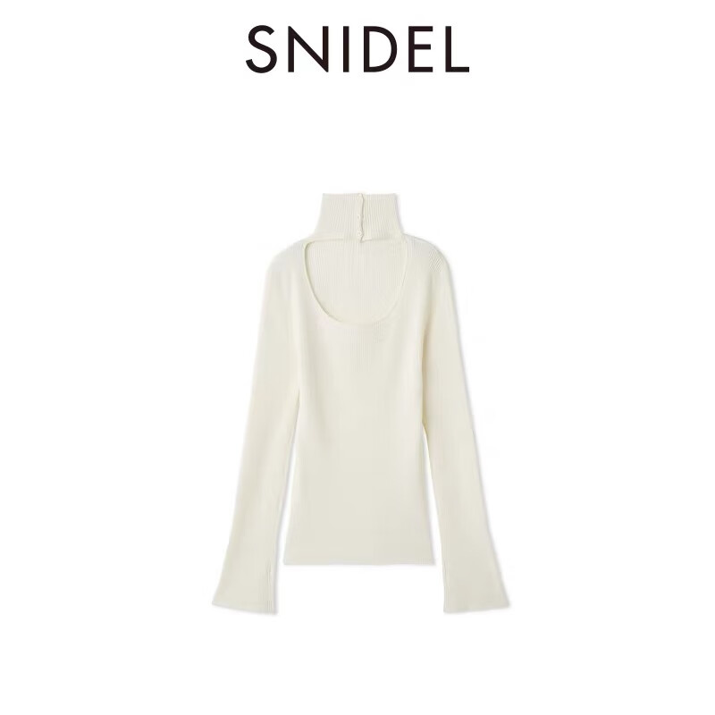 SNIDEL2025 autumn and winter new product simple half turtleneck holed back solid color knitted bottoming shirt SWNT255057 pink one size (F)