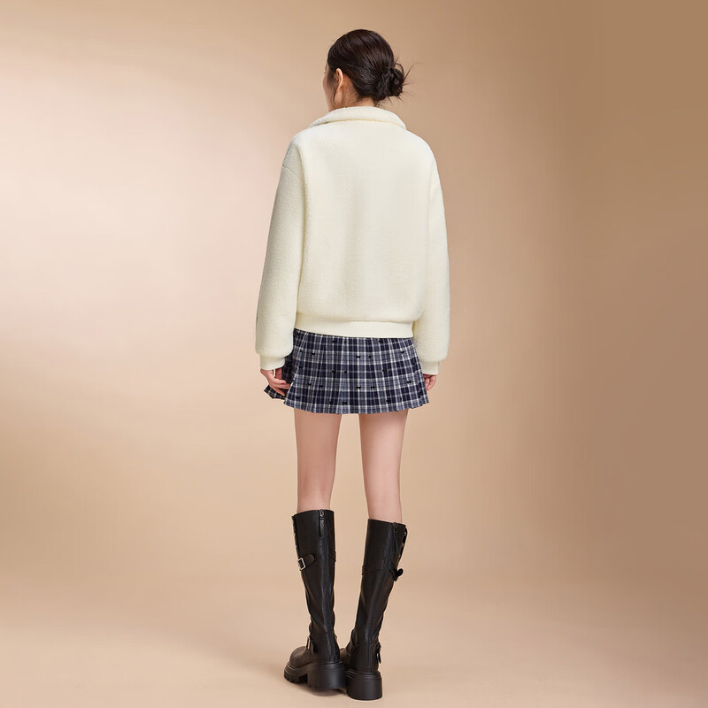 IEF/Aiyifu 2025 winter imitation sherpa short coat for women casual girl childish age-reducing plush top