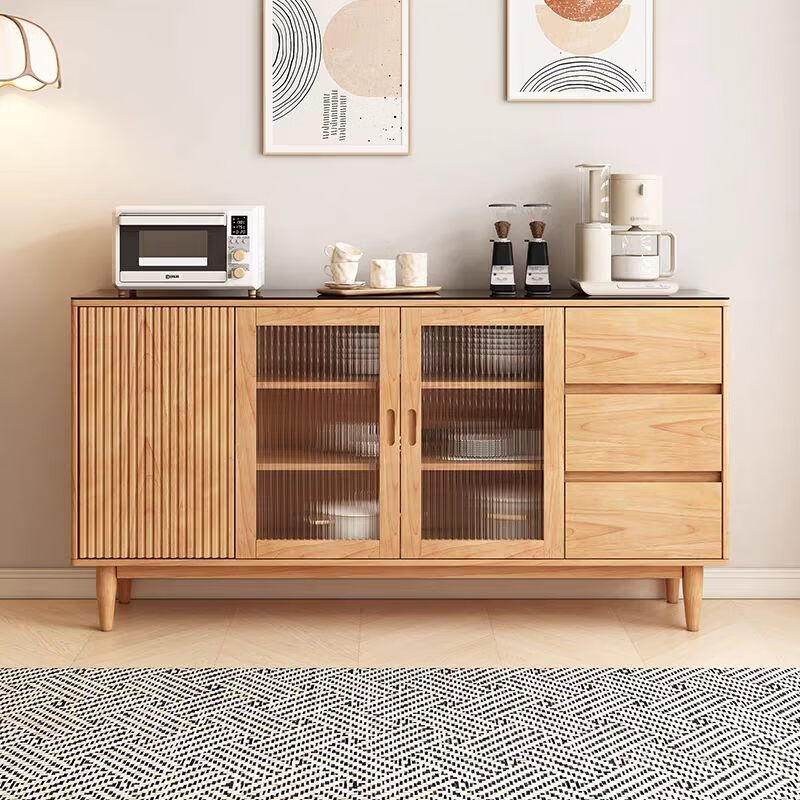 Suzhan solid wood sideboard solid wood cherry wood color modern coffee cabinet home living room integrated high cabinet storage wine cabinet dustproof 120-40-93