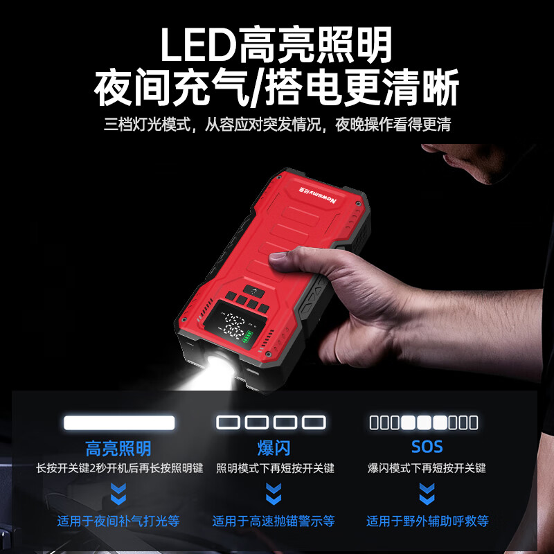 Newman (Newsmy) 3C certified car emergency starting power supply with power bank air pump all-in-one car special 12V battery emergency forced start motorcycle air pump ignition artifact U1