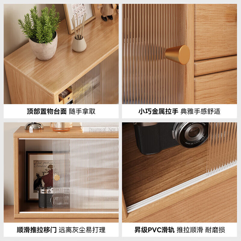 Desktop storage cabinet storage rack cosmetics storage box dressing table storage cabinet desk display cabinet bookshelf North American black walnut color double layer 60