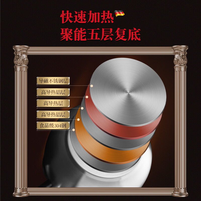 POPOVICH German 304 stainless steel kettle automatic whistle large capacity thickened natural gas gas stove induction cooker universal 5L - water boiling sound 304 steel kettle 5L