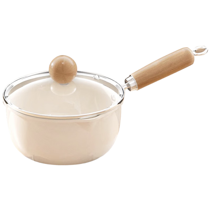 Deming ceramic small milk pot baby food supplement pot baby cooking household all-in-one pot instant noodle soup pot non-stick with lid 16CM