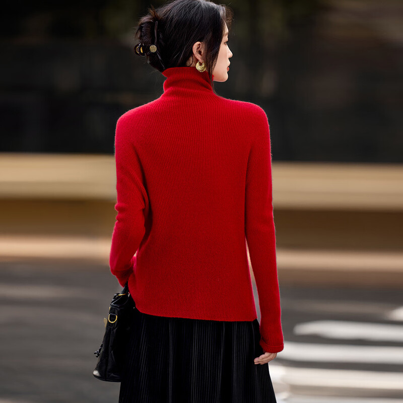 Shexi (Srcr) turtleneck cashmere sweater for women 100% cashmere inner sweater autumn and winter high-end light luxury age-reducing knitted base