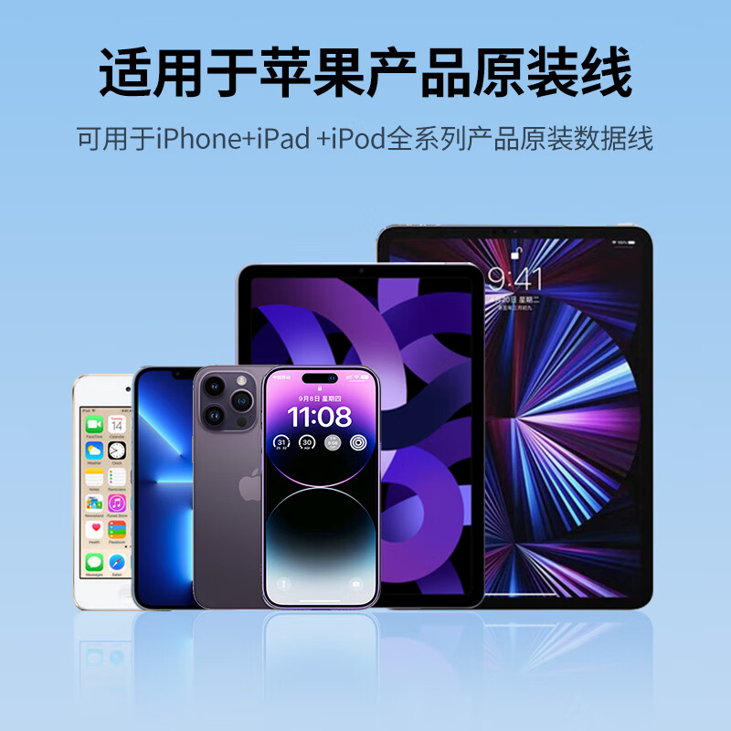 Greenlink Apple data cable protective cover, protective head cover, mesh tail to prevent bending and breakage, suitable for iPhone 14/13/12/XR/X/8P/7P iPad charging cable, white 6 pack