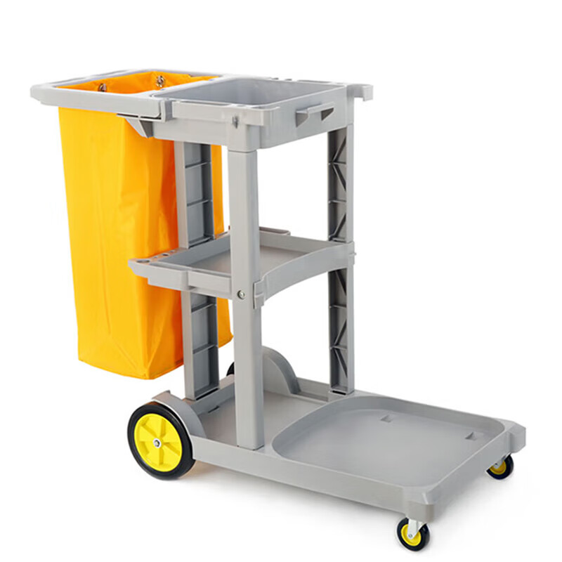 Multifunctional cleaning cart trolley hotel cleaning cart hotel linen cart bag property room service cart gray cleaning cart (thickened version) without cover