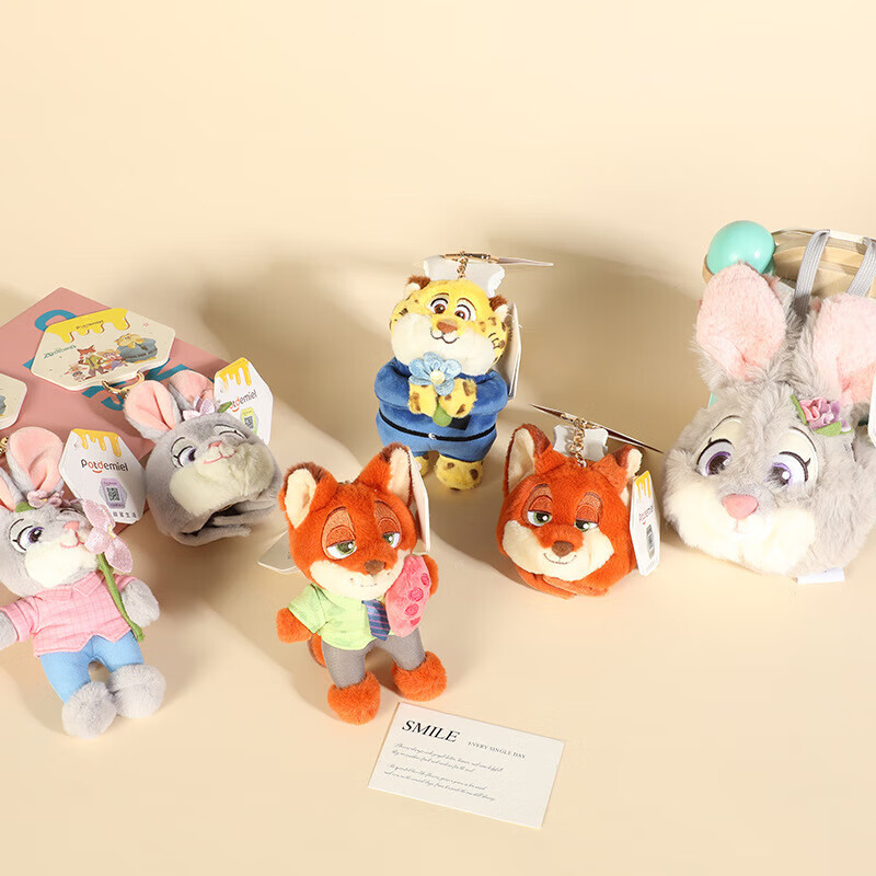 Disney Genuinely Authorized Zootopia Spring Series Judy Nick Leopard Police Officer Lightning Plush Pendant 13cm Disney Zootopia Lightning Flower Pendant Genuinely Authorized + Anti-Counterfeiting Label