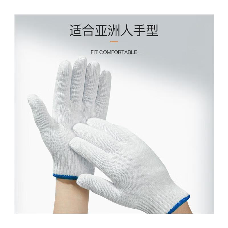 Equatorial Cotton Thread Labor Protection Gloves Work Wear-Resistant Finger Protection Construction Site Protective White Gloves Jingdong Self-operated CD1001 White 20 Pairs