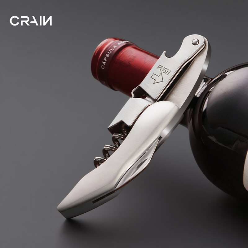 CRAIN red wine bottle opener multi-functional hippocampus knife stainless steel advanced bottle opener household foldable wine knife beer opener all stainless steel bottle opener