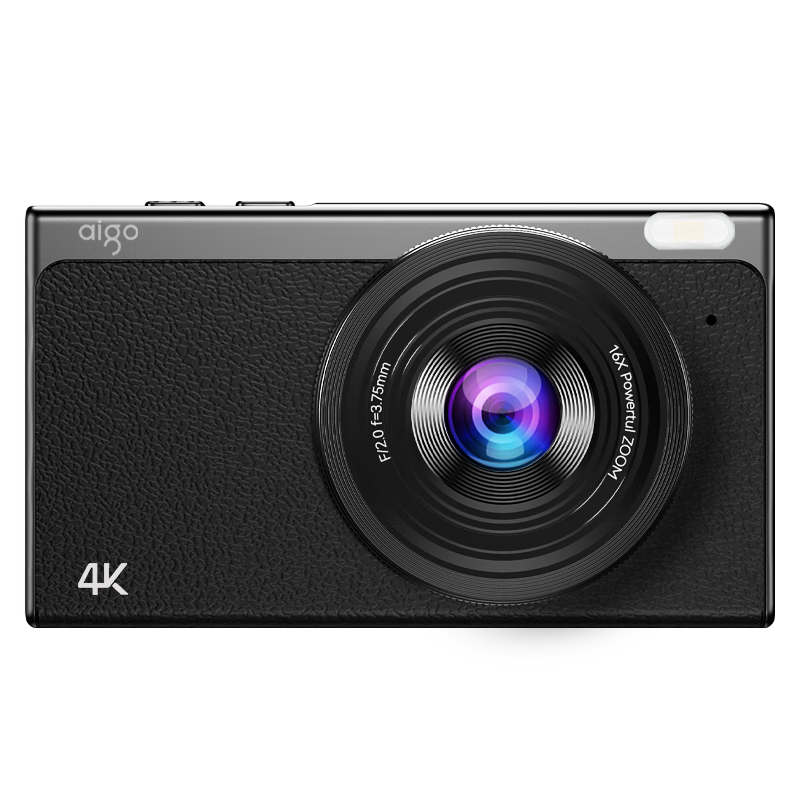 Aigo patriot D1 student digital camera birthday gift for girls entry-level high-definition travel campus small card machine retro CCD replacement front and rear dual camera black 32G