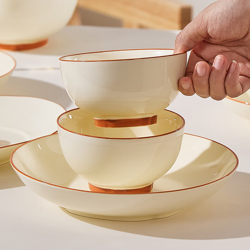 Haoya Jingdezhen underglaze color ceramic tableware ceramic bowl rice bowl noodle bowl household tea card 4.5 inch rice bowl 10 pack