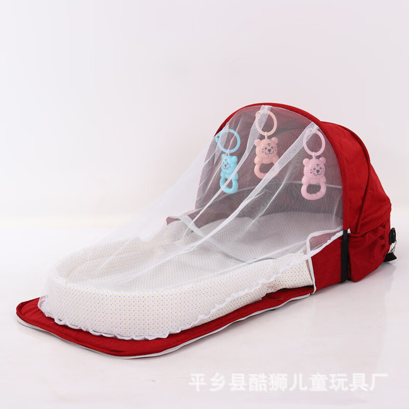 Portable crib multi-functional travel anti-mosquito isolation bed baby folding bed removable bed-in-bed backpack gray backpack