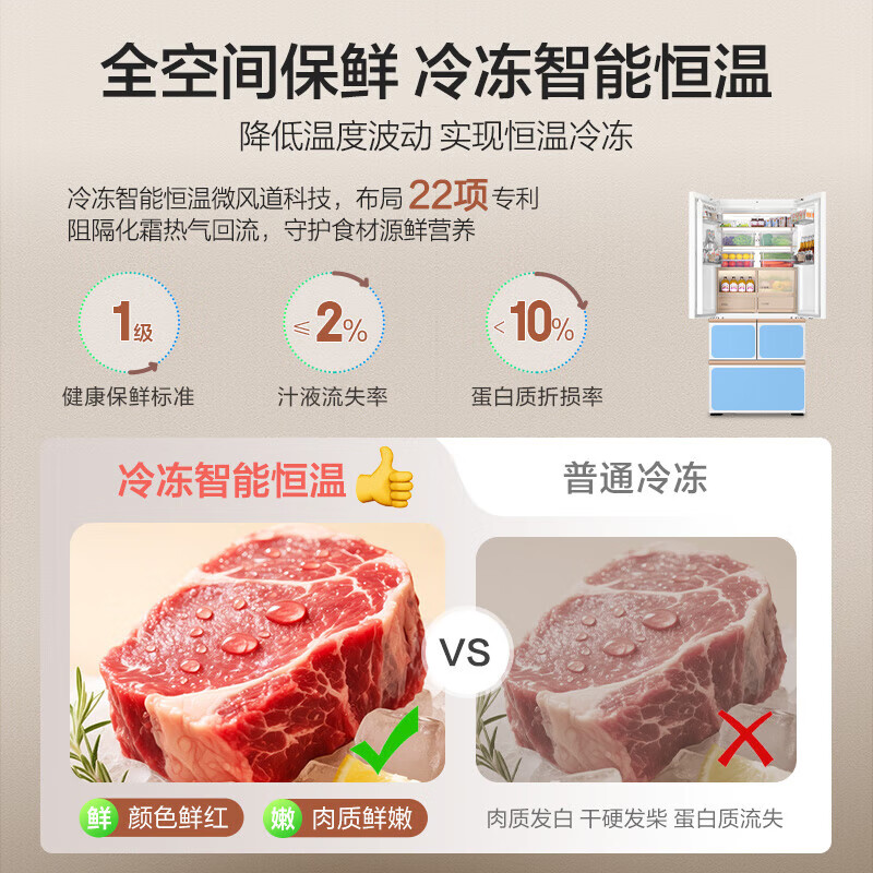 Haier zero-embedded French four-door refrigerator 460 liters four-door household inverter air-cooled frost-free first-class small-family refrigerator zero-distance free embedded bottom front cooling 510L white sheet metal丨fully automatic ice making丨smart light interaction丨ultra-thin zero-embedded