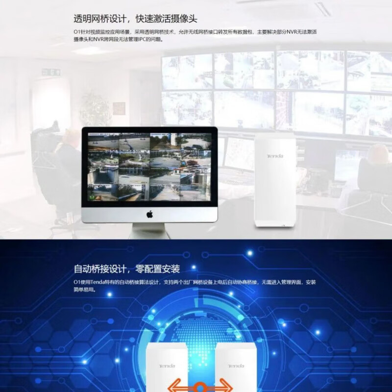 Tenda wireless bridge high-power 5G outdoor 5km bridge-less switch monitoring O1 O3 O2 5 units 01 CPE2.4G set 500 meters (5 units)