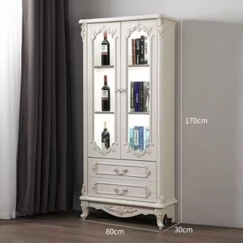 European home bar wine cabinet multi-functional modern kitchen living room sideboard French new solid wood side cabinet one door and one drawer without light