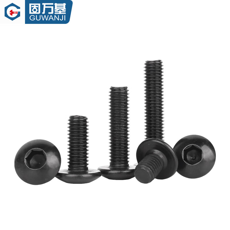 GUWANJI 304 black stainless steel large flat head hexagonal screws large umbrella head mushroom head round head bolts screws M5x14 50 pieces
