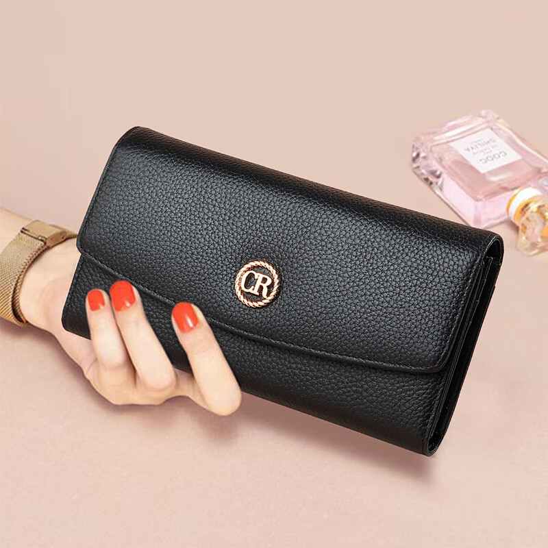 Crocodile shirt New Year's gift first-layer cowhide ticket holder women's long three-fold large-capacity wallet card holder birthday