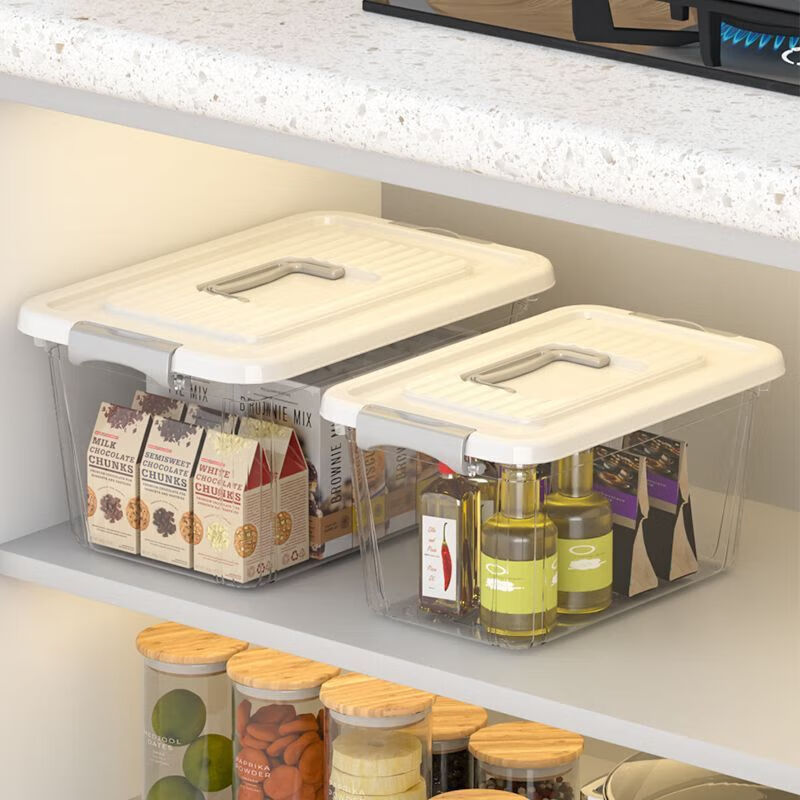 Portable storage box with lid storage box thickened plastic organizer car household toy storage box turnover box transparent white extra large 50.5*34.5*24cm single pack