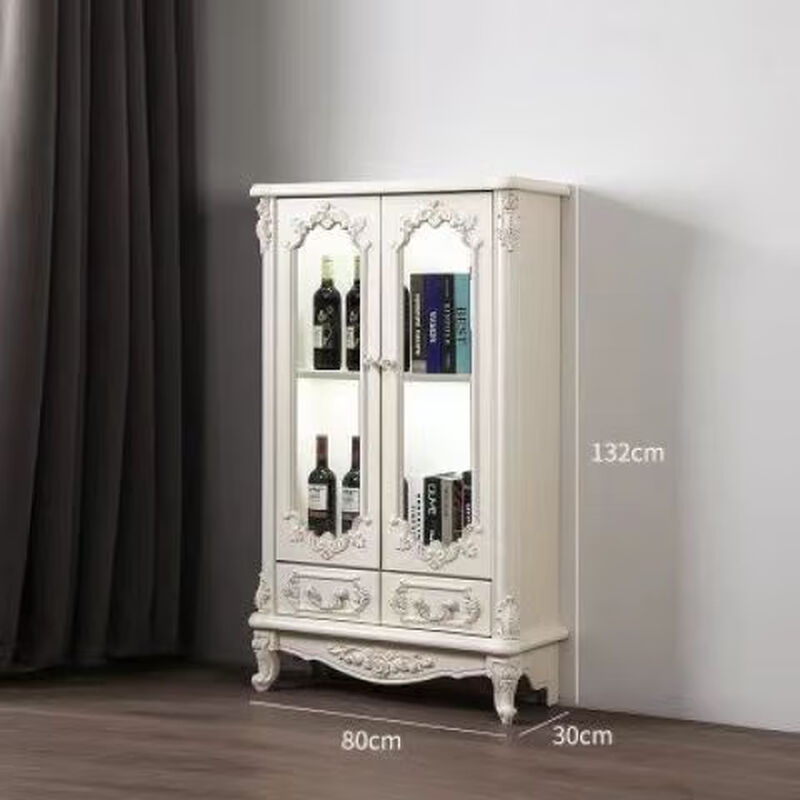 European home bar wine cabinet multi-functional modern kitchen living room sideboard French new solid wood side cabinet one door and one drawer without light