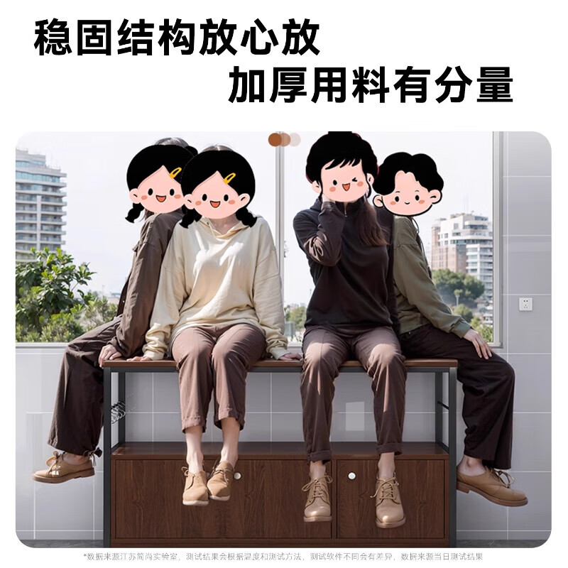 Kitchen rack floor-standing integrated wall storage cabinet new multi-functional pot storage rack multi-layer sideboard 120cm field oak color bold and thickened + free hook