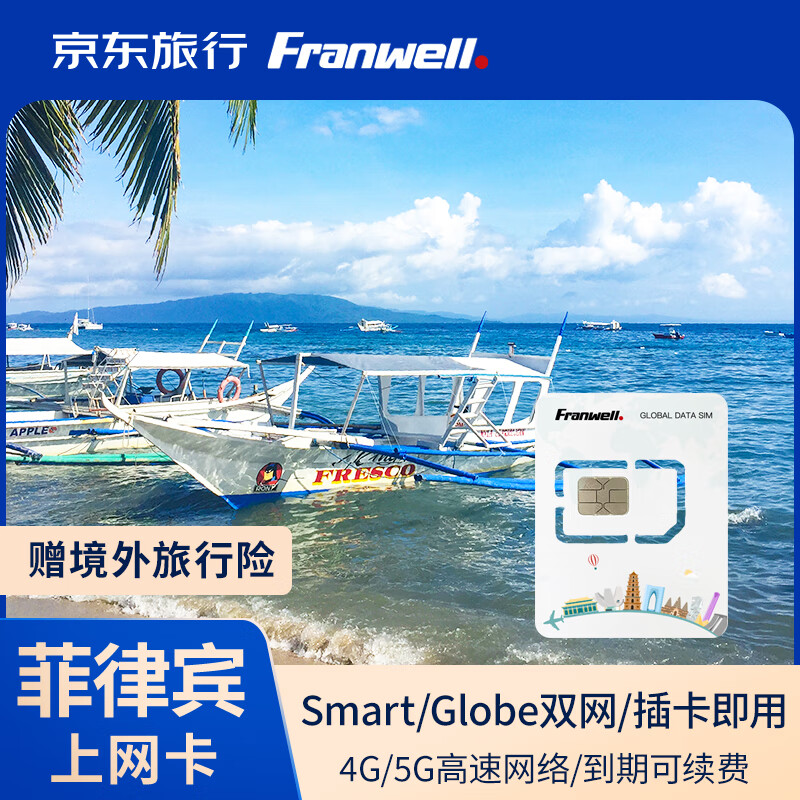 Franwell Philippine Phone Card 4G/5G High Speed Data Internet Card Boracay Cebu Travel Mobile Card 7 Days 15GB