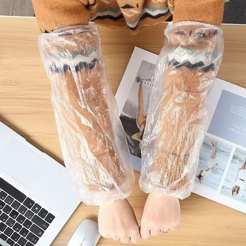 Cleaning artifact disposable sleeves thickened waterproof kitchen oil-proof work sleeves for women white blue disposable sleeves 100 pieces