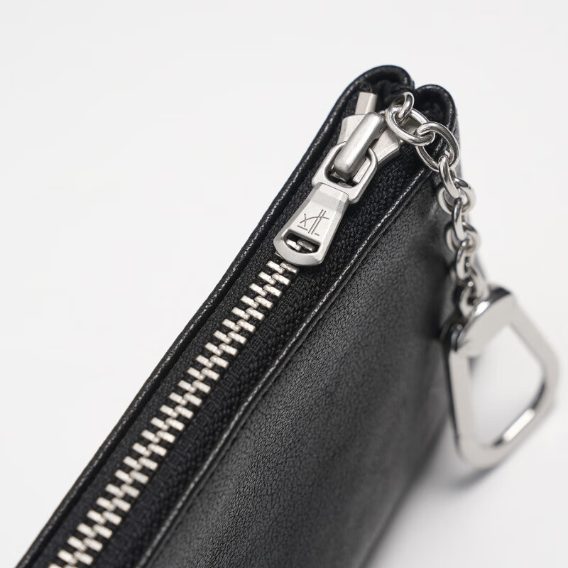 TOPTIER BRO 25SS genuine cowhide card holder mini portable keychain pendant bag coin purse storage bag black ___ in stock