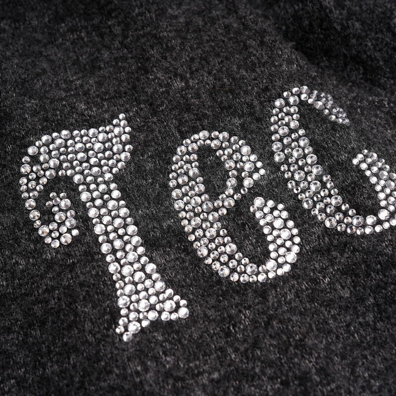 TCH hooded suit for women 25 years autumn and winter hot diamond fur collar simple style slimming temperament luxury style elegant style two-piece set gray L