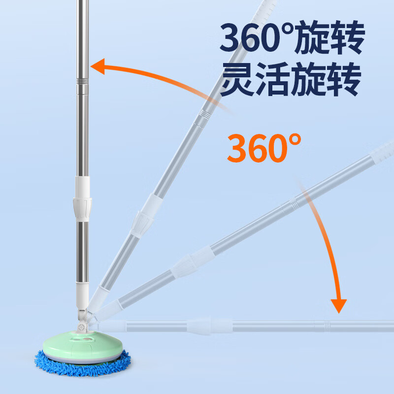 He Jiagong German Electric Window Cleaning Robot Glass Cleaning Mop Artifact Fully Automatic Home Ceiling Window Mopping Floor Cleaning Royal Green + Front Scraper + Telescopic Rod + 360 Rotation