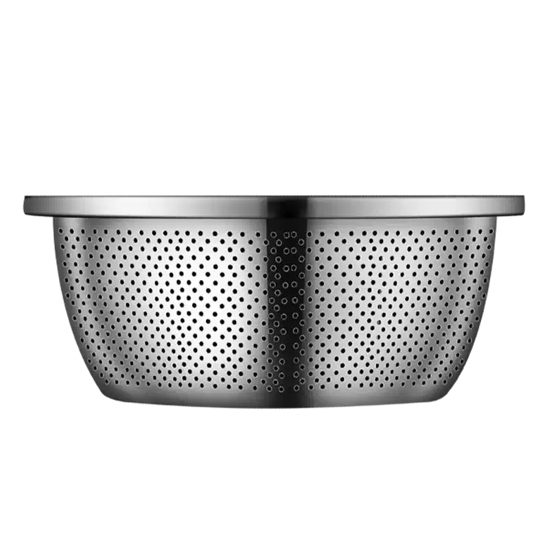 Yusenyi 304 stainless steel basin, vegetable basin, drain basket, leaky basin, kitchen household water filter basket, rice basket, basin (304) 18cm extra thick drain basin