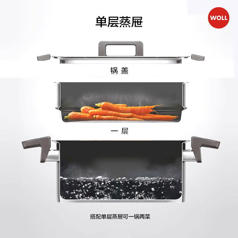 Jieyunmao German Household Steamer Small Steamer 304 Stainless Steel Steamed Buns Induction Cooker Red Dot Design Award Soup Pot 1cm Stainless Steel Color 18cm Steamer Concept Series