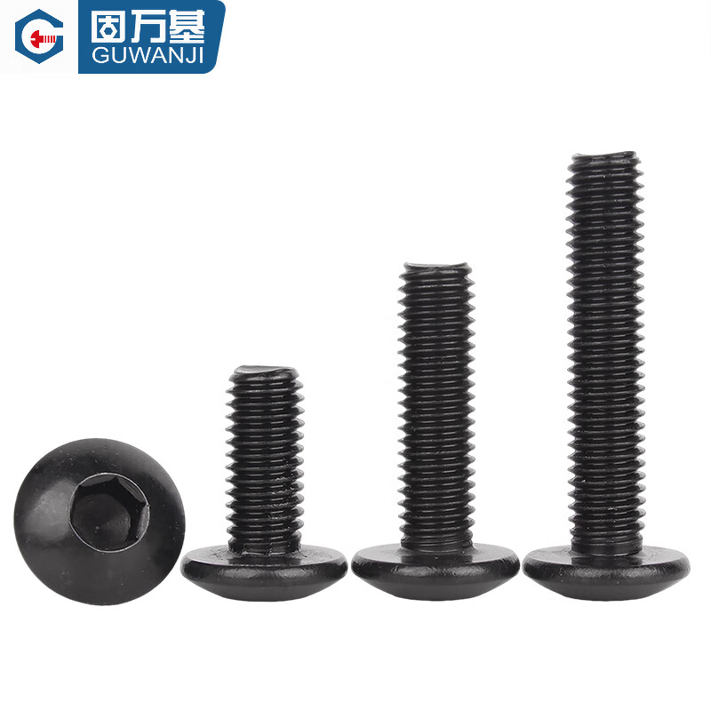GUWANJI 304 black stainless steel large flat head hexagonal screws large umbrella head mushroom head round head bolts screws M5x14 50 pieces