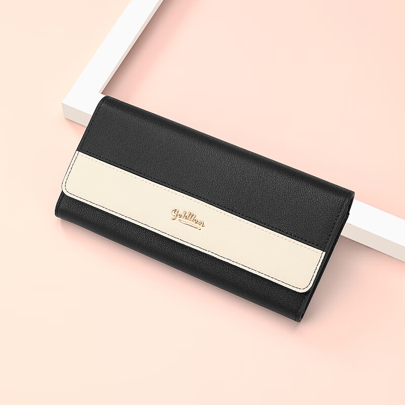 Goldlion Wallet Women's Versatile Wallet Fashion Contrasting Color Multi-Card Slot Wallet Gift Box New Year's Gift