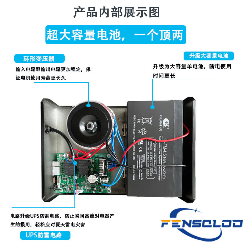 Electric rolling shutter door machine controller DC24V AC and DC reserve power supply rolling shutter door control box emergency power outage treasure DC24V with battery + 2 433 remote controls