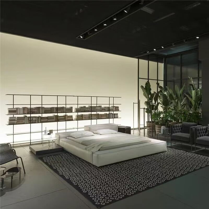 RSRDDY wabi-sabi style Japanese-style tatami couple's bed master bedroom large bed special-shaped bedside parent-child double bed personalized internet celebrity bed single bed + environmentally friendly coconut palm mattress 1800mm*2000mm bracket structure