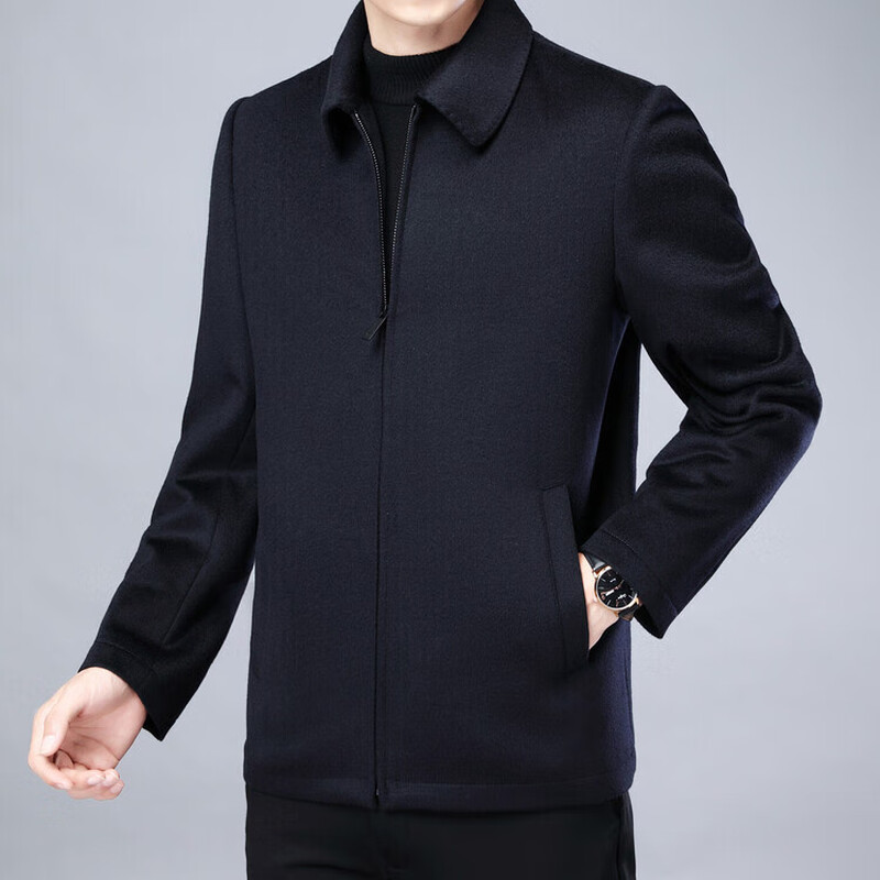 KBXNG New Wool Nylon Jacket Coat Men's Short Winter Wear Thickened Middle-aged Men's Top Gray L 175