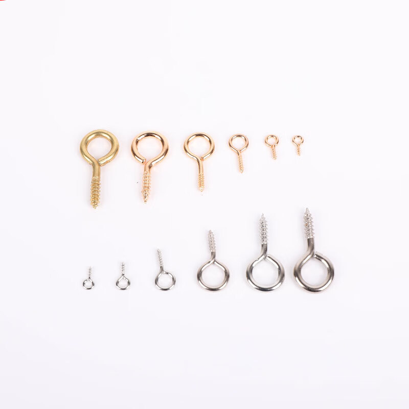 Moli sheep eye nails self-tapping screws with ring rings hook pendant diy key toy bodhi metal accessories 8 mm sheep eye nails gold 100 pcs