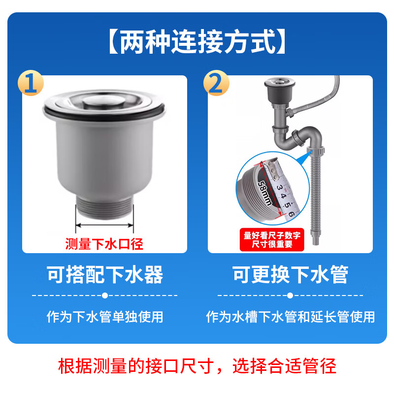 Lelandi kitchen sink drain pipe bathroom wash basin countertop basin accessories mop pool vegetable basin telescopic drain pipe 1.5 meters L8193