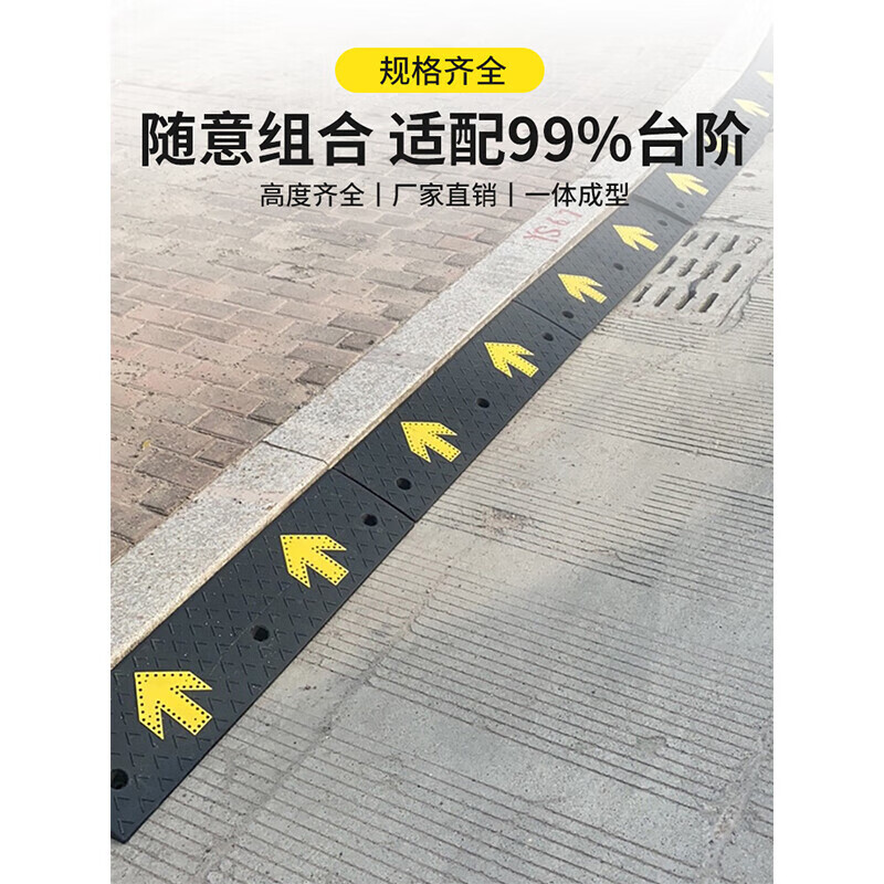 Minggu step slope mat threshold curb roadside triangle step mat car climbing uphill mat 100*50*16cm rubber and plastic type black
