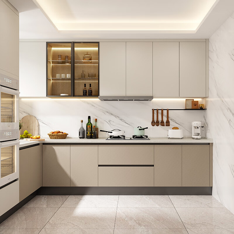 He Jiagong's integrated cabinet customization for modern home kitchen cabinets and stove integrated decoration 9999 collection customization gold 9999 yuan / 7 meters cabinet + smoke stove package, please contact customer service for customization gold details